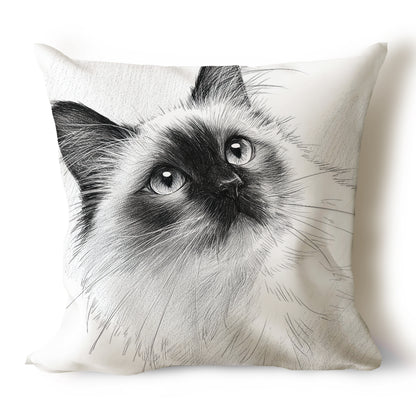 Cats Pencil Sketch Artwork Throw Pillow Covers
