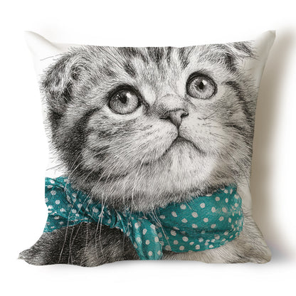 Cats Pencil Sketch Artwork Throw Pillow Covers