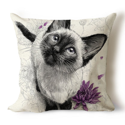 Cats Pencil Sketch Artwork Throw Pillow Covers