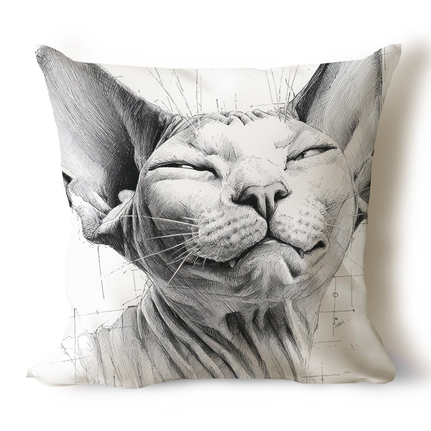 Cats Pencil Sketch Artwork Throw Pillow Covers