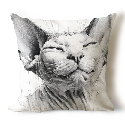 Cats Pencil Sketch Artwork Throw Pillow Covers