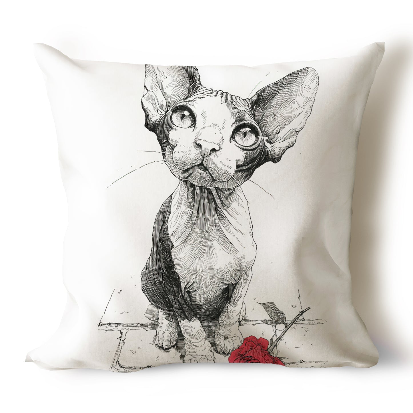 Cats Pencil Sketch Artwork Throw Pillow Covers