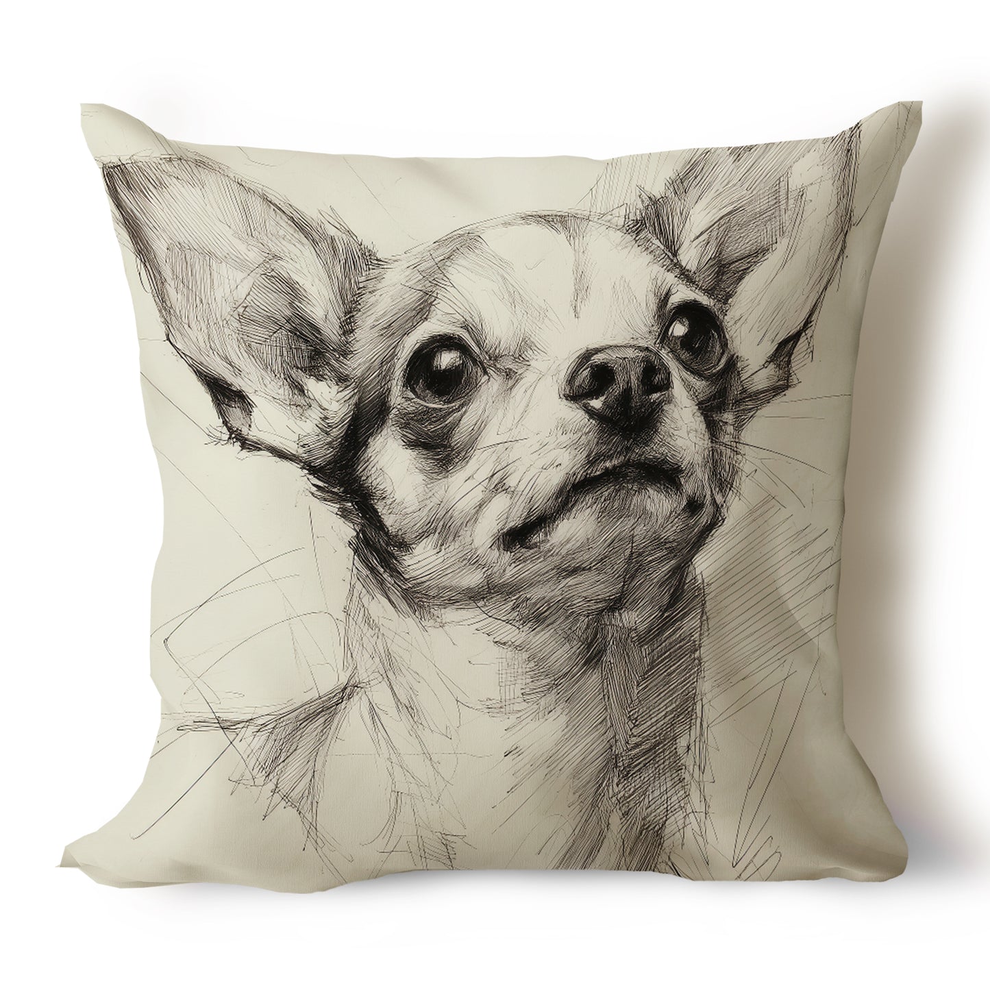 Chihuahua Pencil Sketch Artwork Throw Pillow Covers