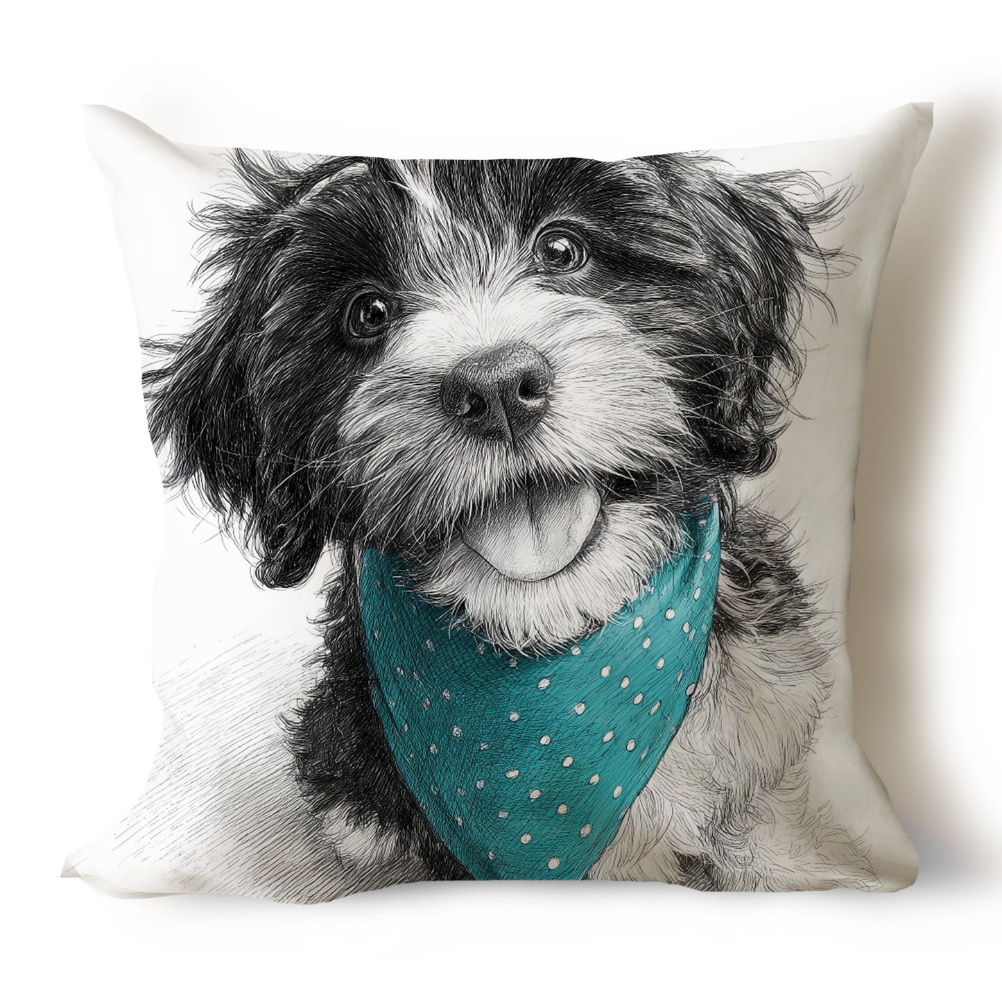 Cockapoo Pencil Sketch Artwork Throw Pillow Covers