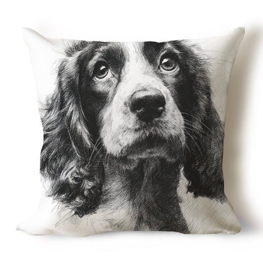 Cocker Spaniel Pencil Sketch Artwork Throw Pillow Covers