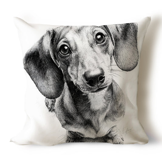 Dachshund (Doxie) Pencil Sketch Artwork Throw Pillow Covers