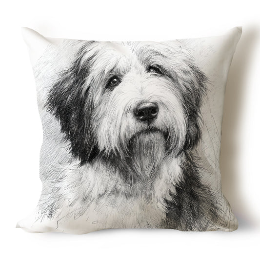 English Sheepdog Pencil Sketch Artwork Throw Pillow Covers