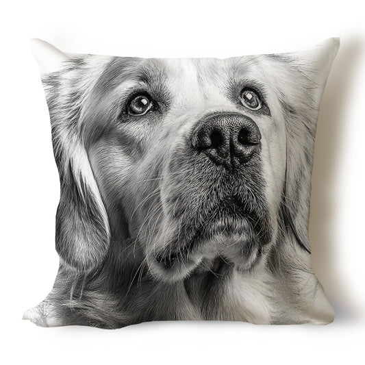 Golden Retriever Pencil Sketch Artwork Throw Pillow Covers