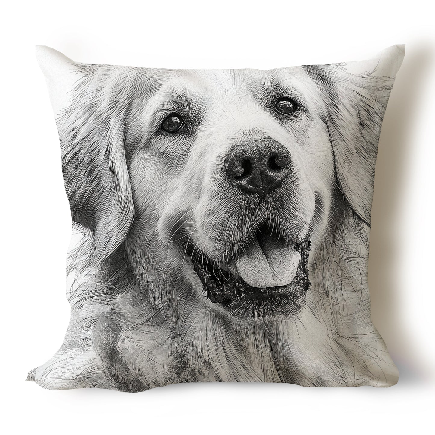 Golden Retriever Pencil Sketch Artwork Throw Pillow Covers