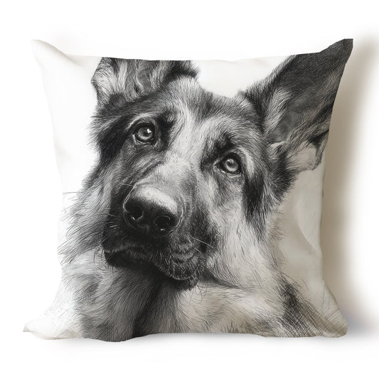 German Shepherd Pencil Sketch Artwork Throw Pillow Covers
