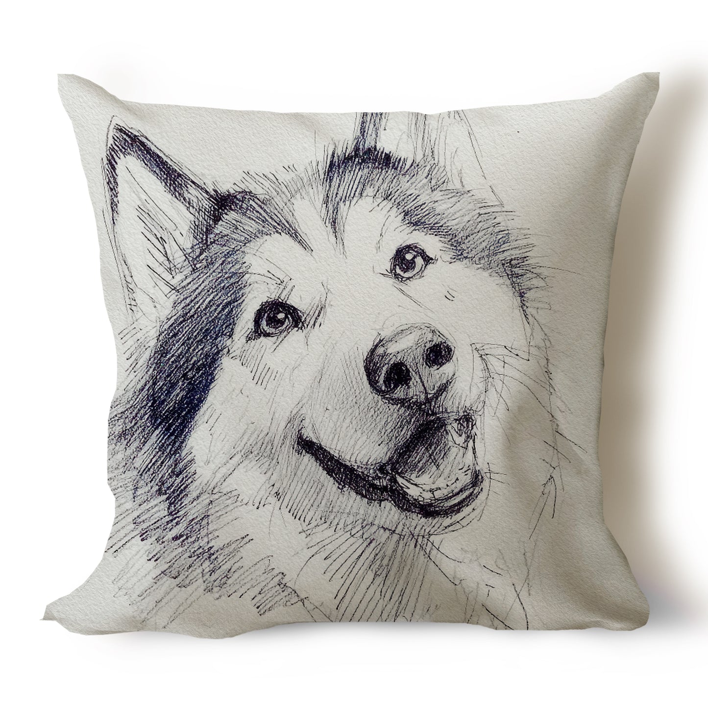 Husky Pencil Sketch Artwork Throw Pillow Covers