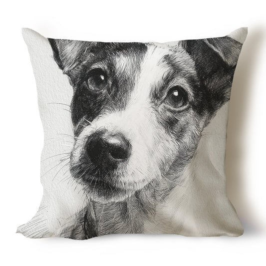Jack Russell Terrier Pencil Sketch Artwork Throw Pillow Covers