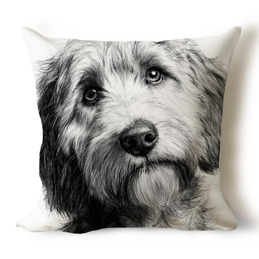 Labradoodle Pencil Sketch Artwork Throw Pillow Covers
