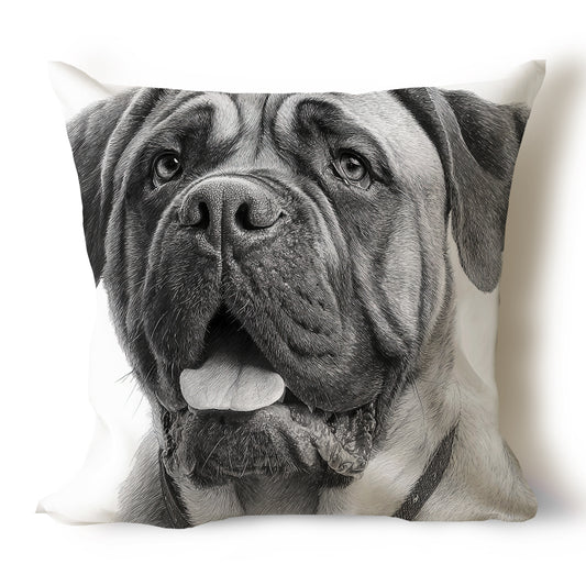Bull Mastiff Pencil Sketch Artwork Throw Pillow Covers