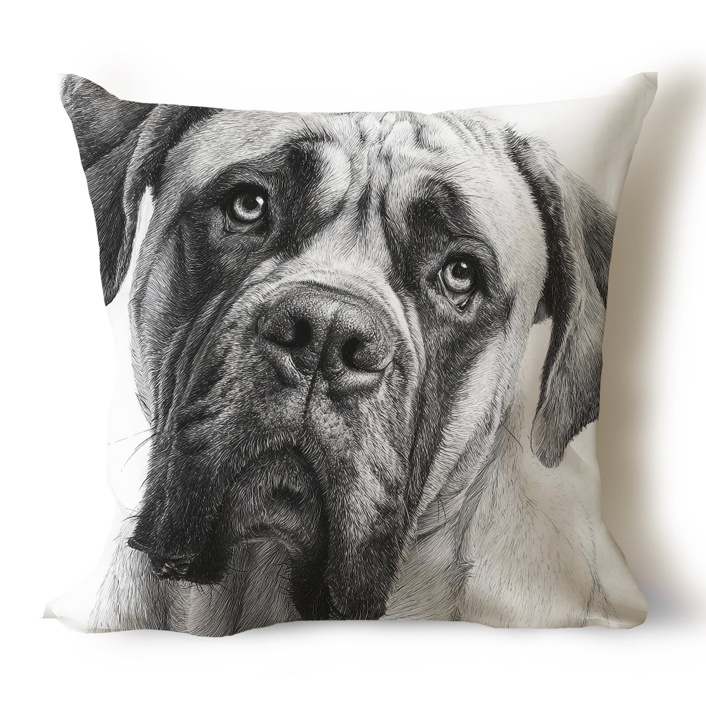 Bull Mastiff Pencil Sketch Artwork Throw Pillow Covers