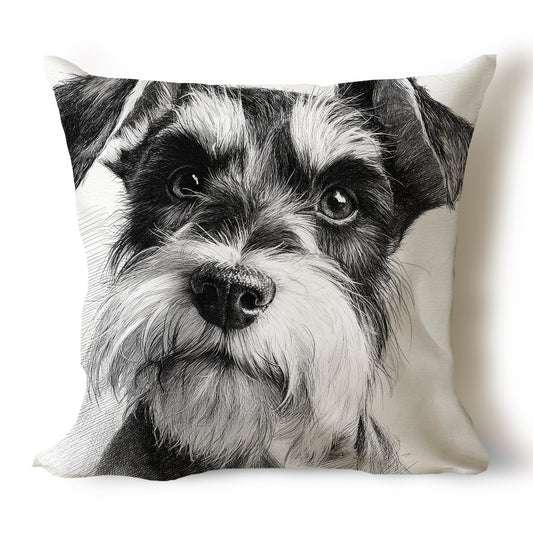 Miniature Schnauzer Pencil Sketch Artwork Throw Pillow Covers
