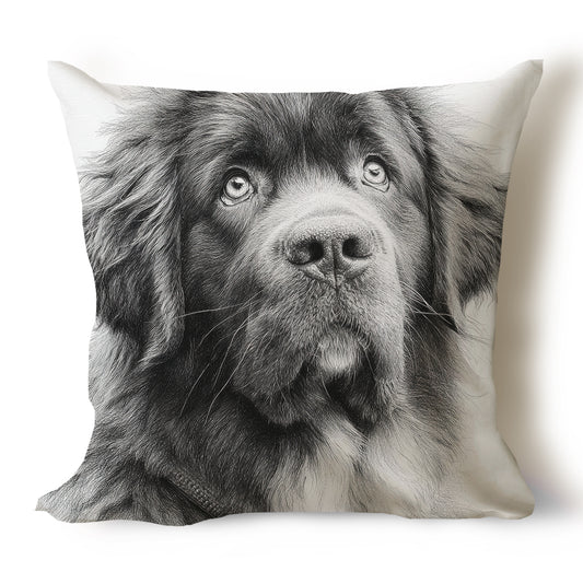Newfoundland Dog (Newfie) Pencil Sketch Artwork Throw Pillow Covers