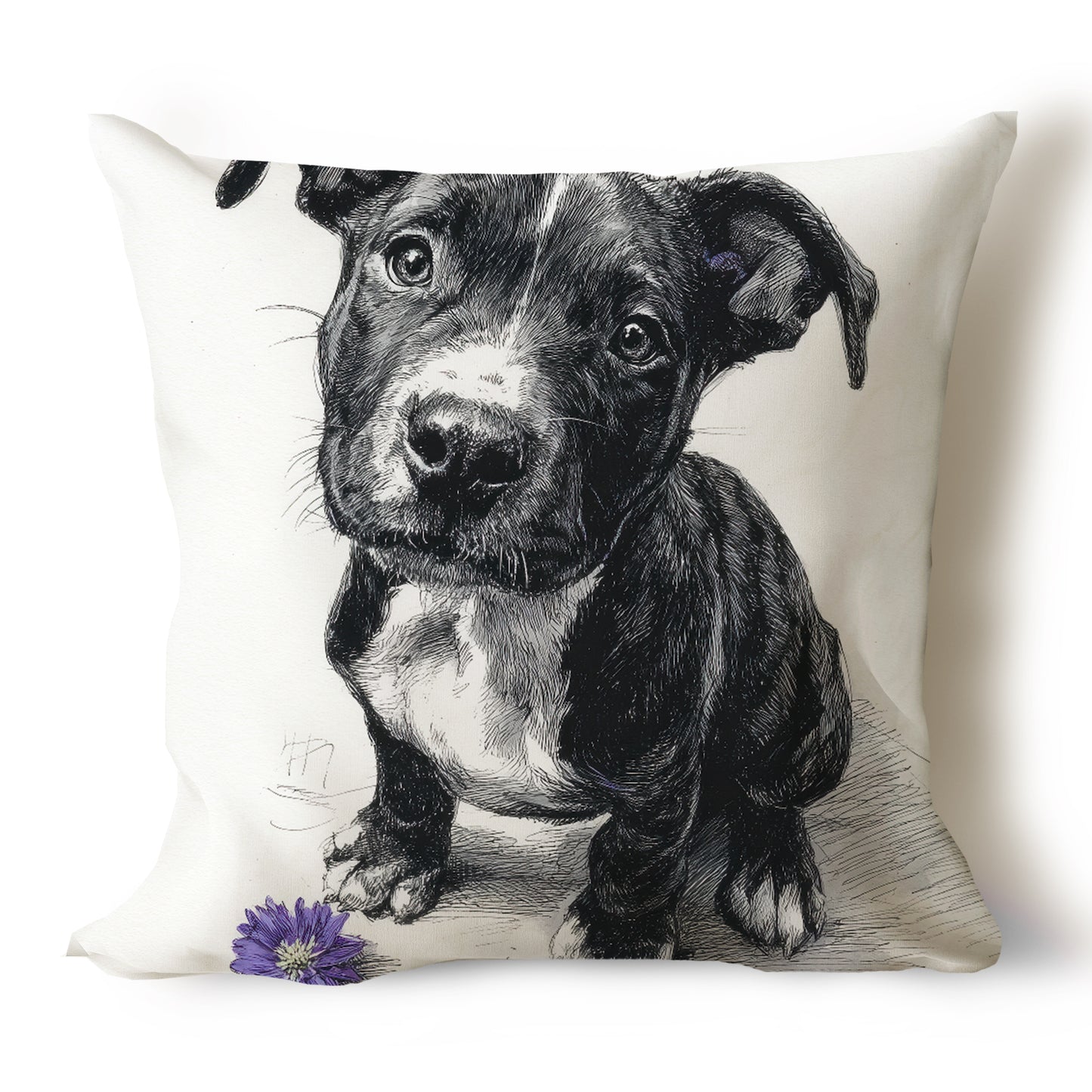 Pit Bull Pencil Sketch Artwork Throw Pillow Covers