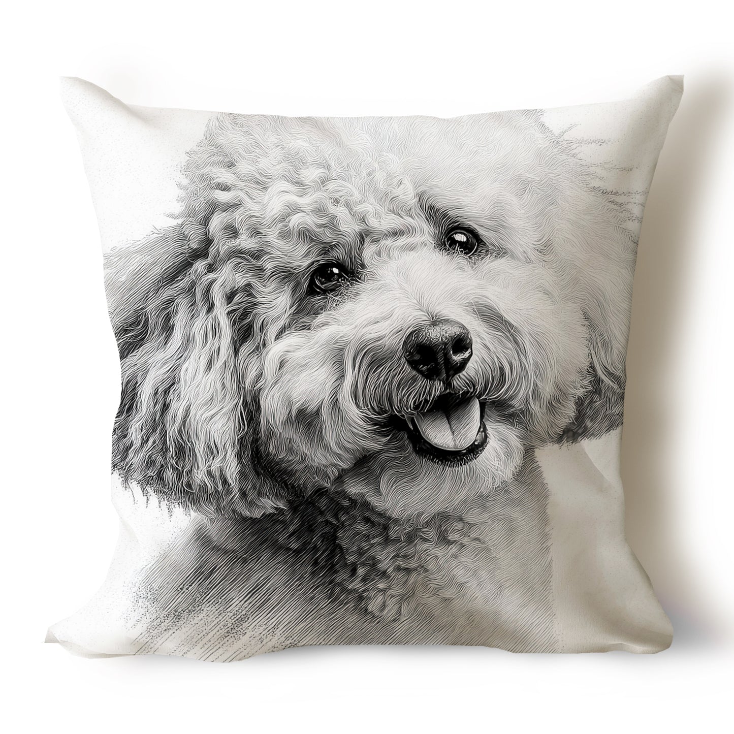 Poodle Pencil Sketch Artwork Throw Pillow Covers