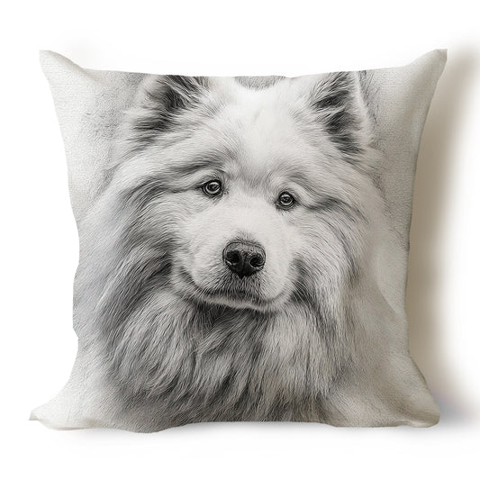 Samoyed Pencil Sketch Artwork Throw Pillow Covers