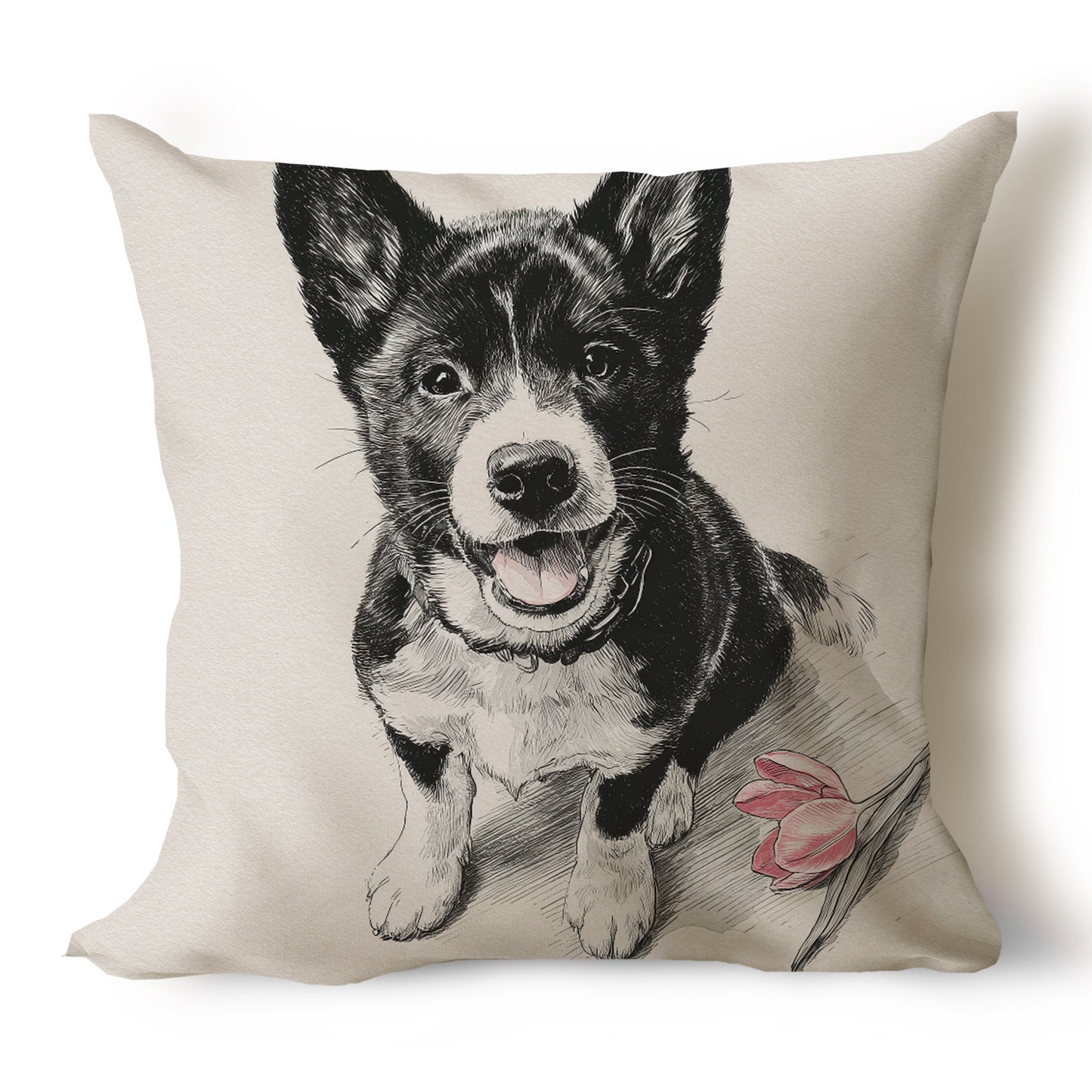 Shiba Inu Pencil Sketch Artwork Throw Pillow Covers