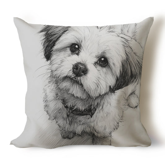 Shih Tzu Pencil Sketch Artwork Throw Pillow Covers