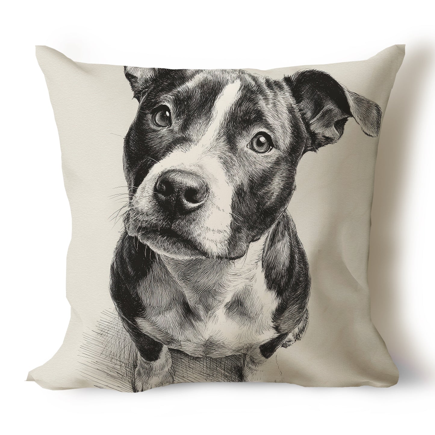 Staffordshire Bull Terrier (Staffie) Pencil Sketch Artwork Throw Pillow Covers