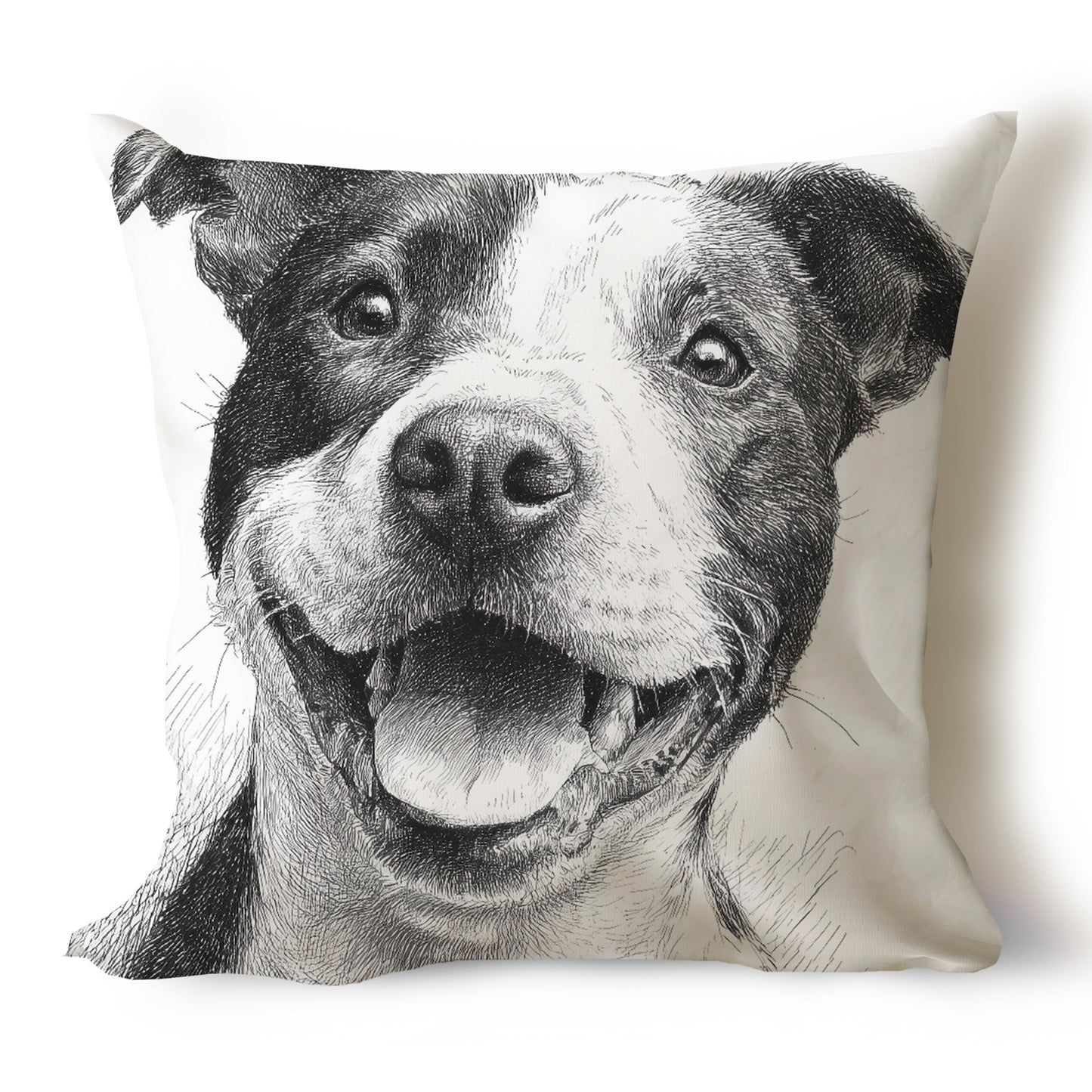 Staffordshire Bull Terrier (Staffie) Pencil Sketch Artwork Throw Pillow Covers