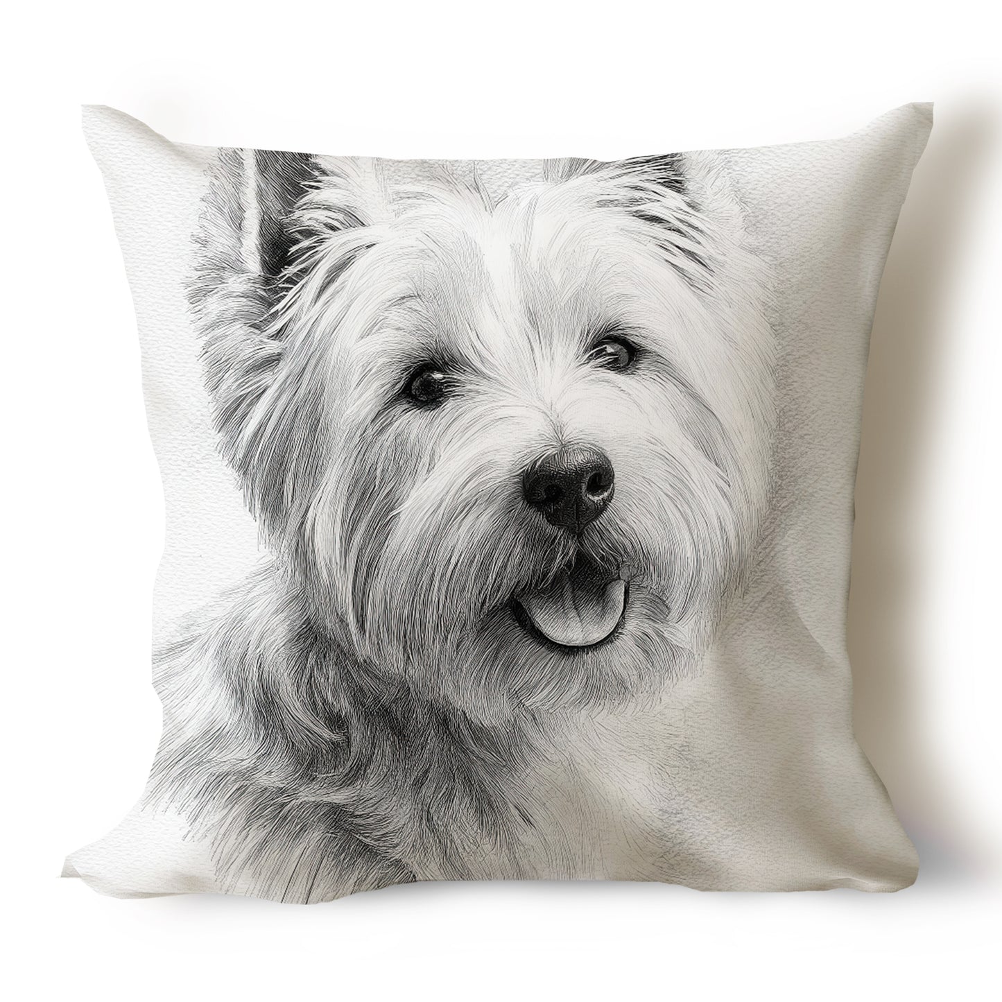 West Highland White Terrier (Westie) Pencil Sketch Artwork Throw Pillow Covers