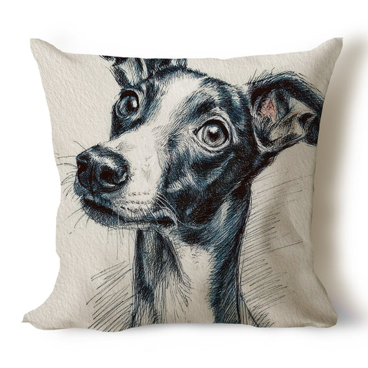 Whippet Pencil Sketch Artwork Throw Pillow Covers