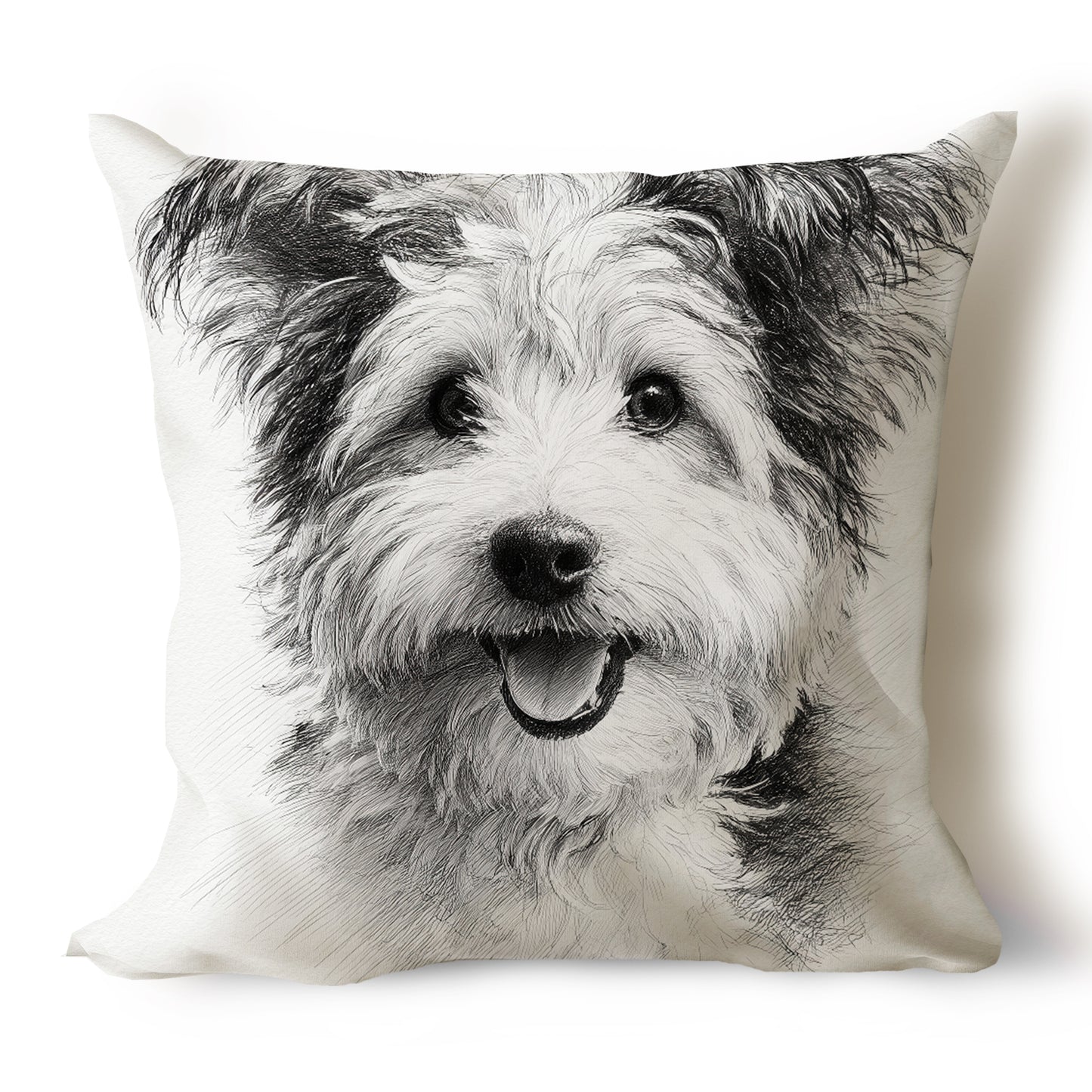 Yorkiepoo Pencil Sketch Artwork Throw Pillow Covers