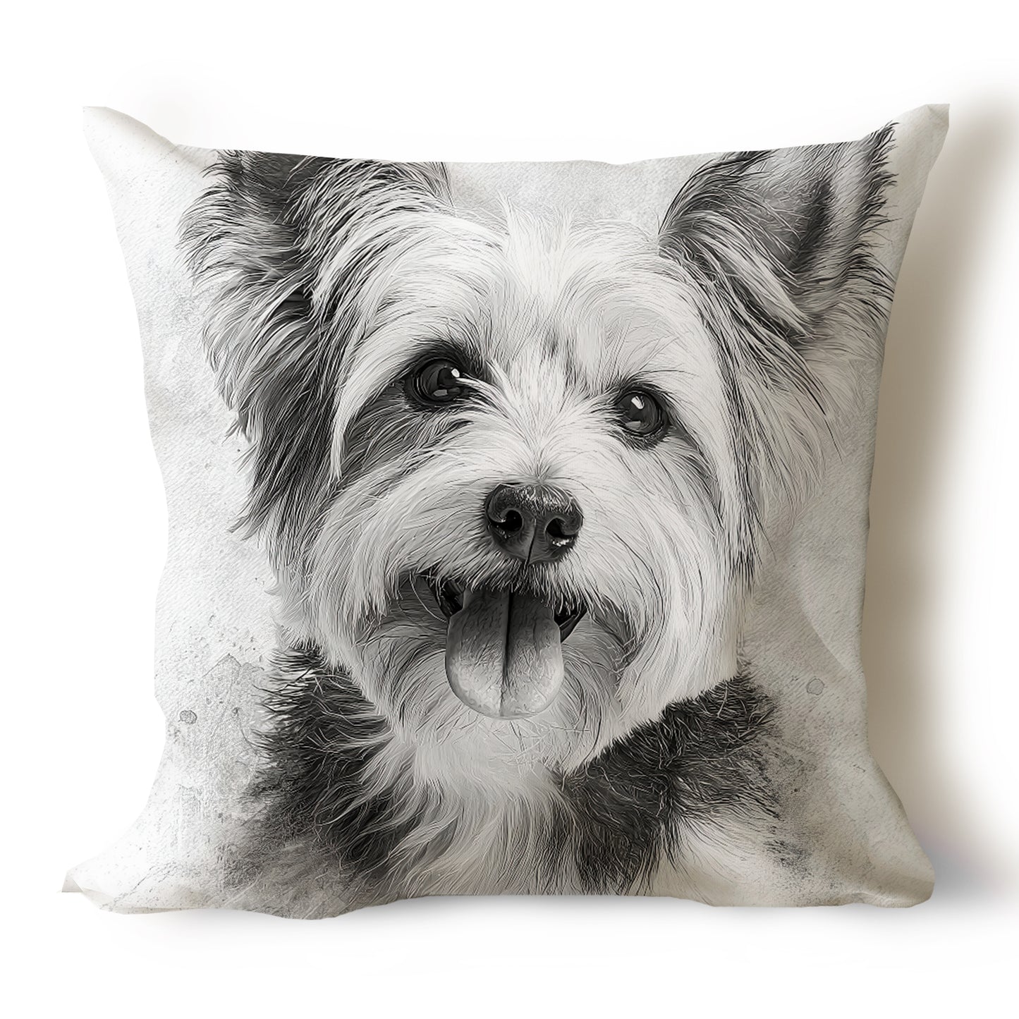 Yorkie (Yorkshire Terrier) Pencil Sketch Artwork Throw Pillow Covers