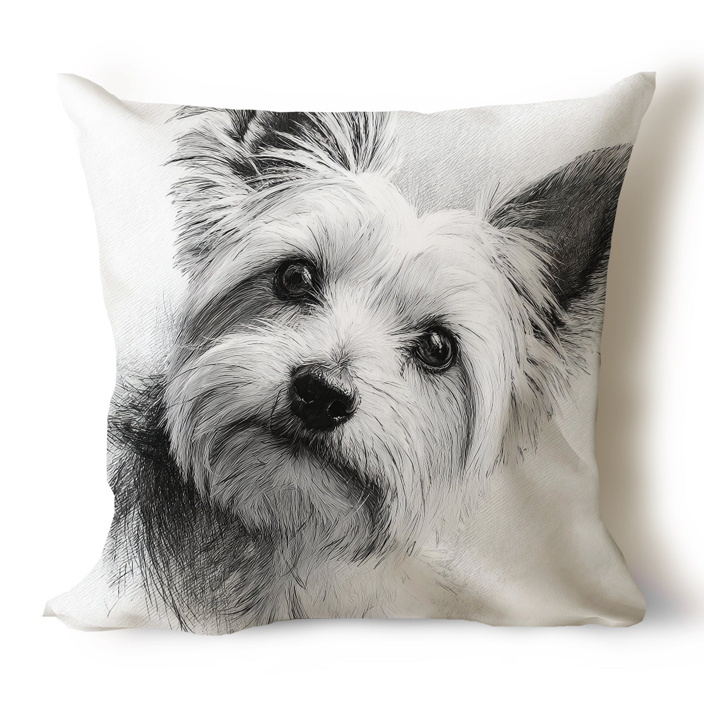 Yorkie (Yorkshire Terrier) Pencil Sketch Artwork Throw Pillow Covers